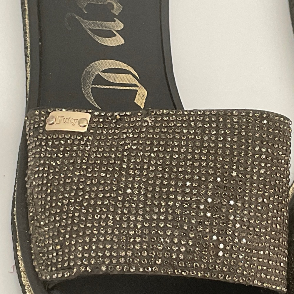 Y2K juicy couture rhinestone bling tippy slides brown Mcbling pool beach lounge